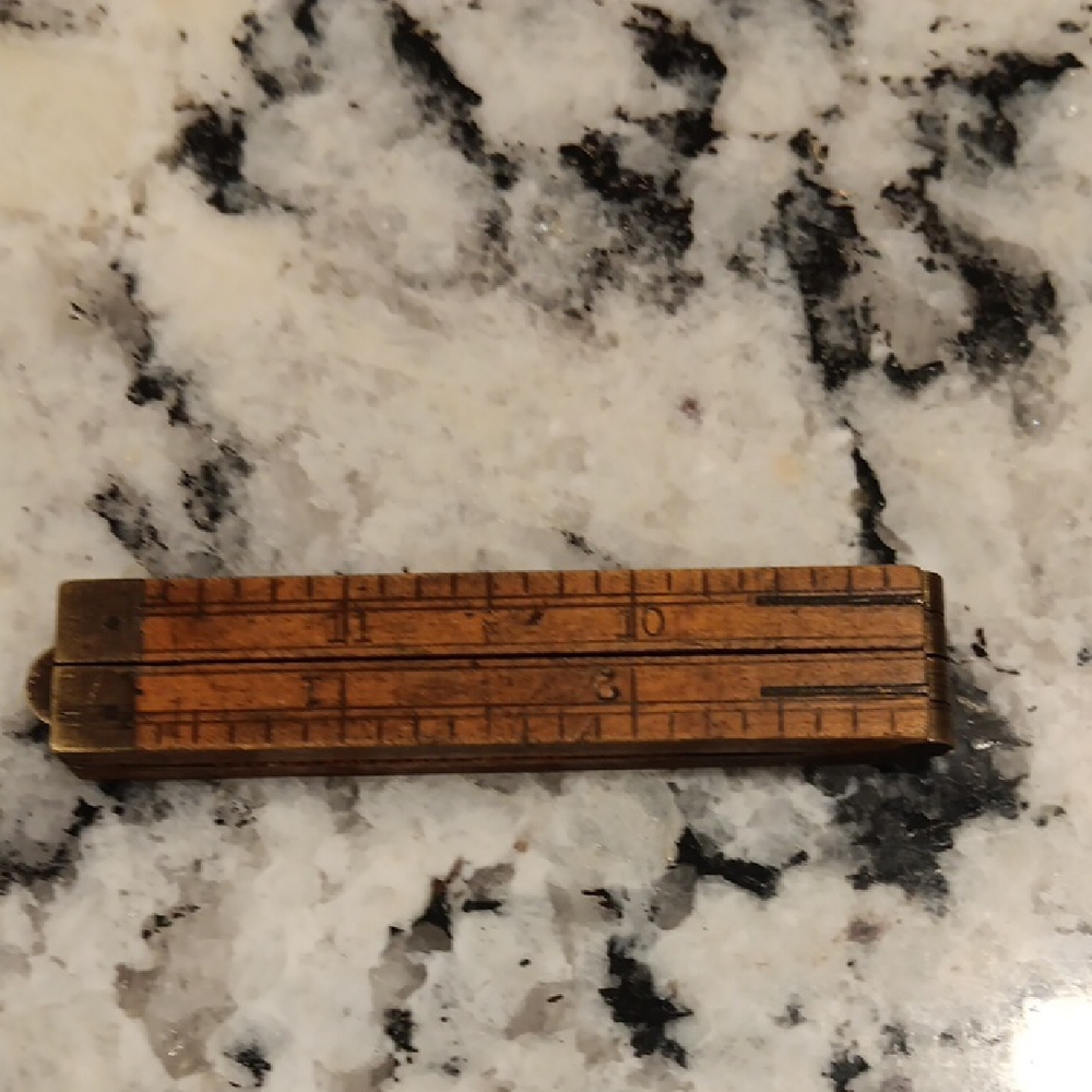 Vintage Carpenter's Brass/wood Ruler